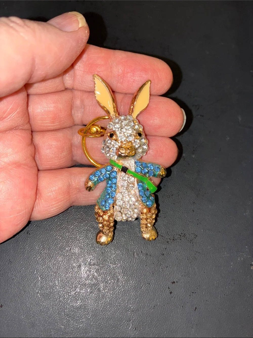 Gold Bunny Crystal Keychain